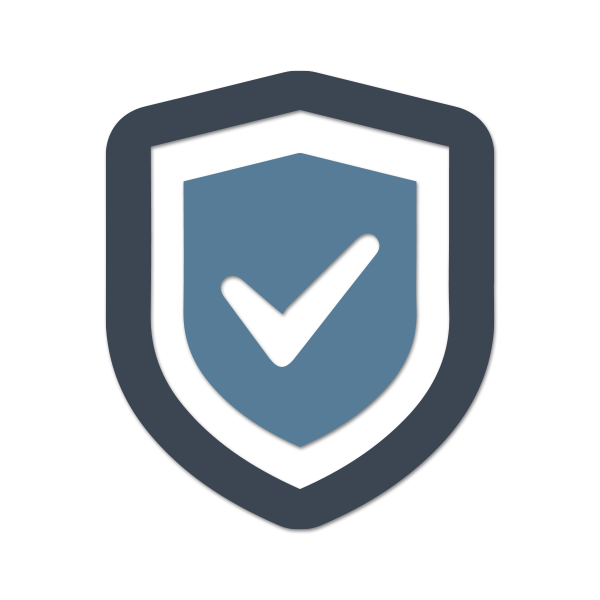Privacy shield with check mark in center.
